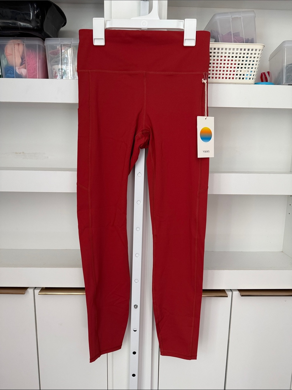 NWT Women’s Vuori Stride Legging w Pockets Sz Small Poppy Burnt Red Orange Brick